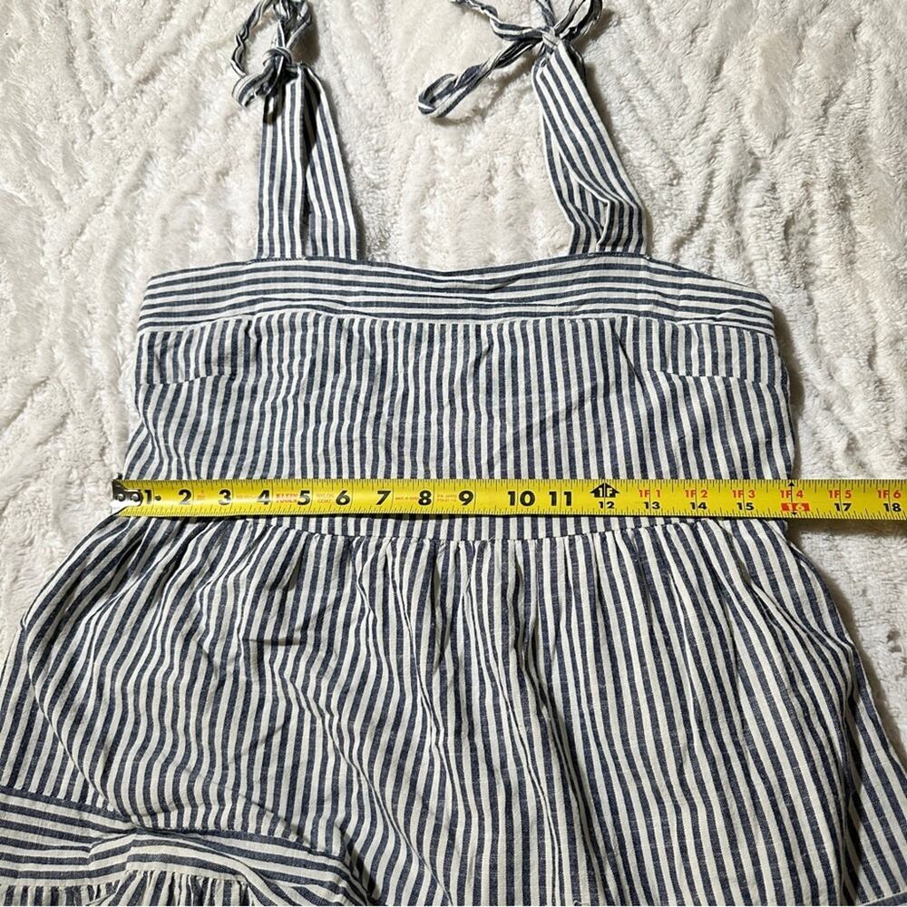 Flower &Feather Coastal Stripe Tie Shoulder Midi Dress Size L Resort Cottagecore - Picture 6 of 16
